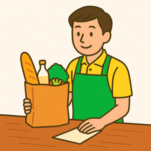 買い物の代行をしているイラスト