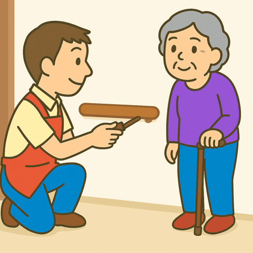 手すりの取り付けのイラスト