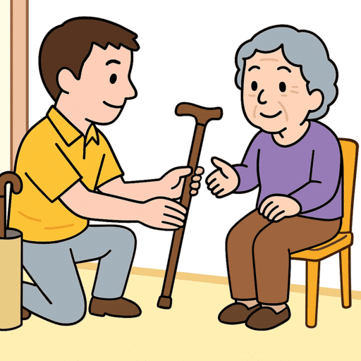 杖の貸出のイラスト